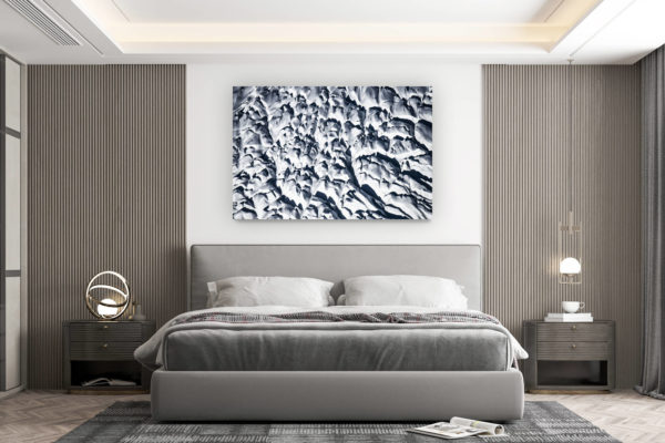 décoration murale chambre design - achat photo de montagne grand format - Glaciers des Alpes - photo montagne neige et crevasses noir et blanc