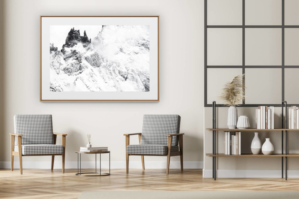 décoration intérieur moderne avec photo de montagne noir et blanc grand format - Photo montagne noir et blanc - Dames Anglaises sommet de montagne dans le massif du Mont Blanc