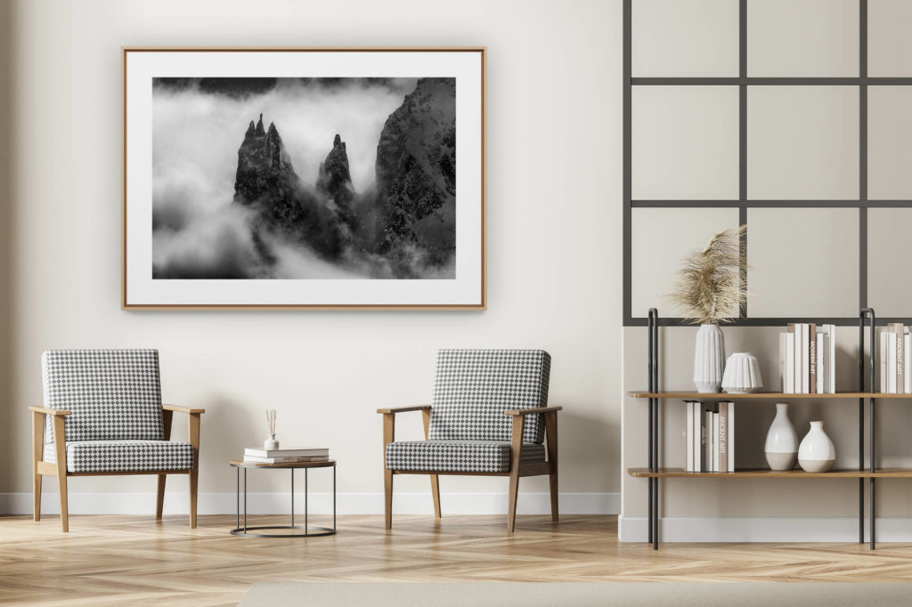 décoration intérieur moderne avec photo de montagne noir et blanc grand format - Photos massif du mont blanc - Dames Anglaises