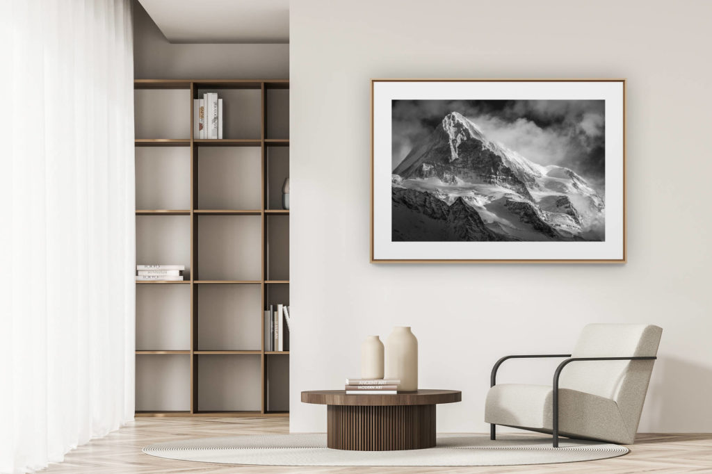 déco tendance salon moderne - photo montagne noir et blanc grand format - Photo montagne Val d'Hérens - Photos alpes suisses et françaises - Dent Blanche
