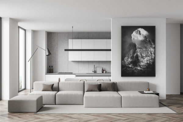 décoration murale salon suisse - photo montagne noir et blanc - déco salle à manger tendance - Photos dent blanche - Chamonix-val d'Hérens