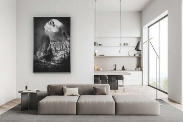 décoration salon suisse moderne - déco montagne photo grand format - Photos dent blanche - Chamonix-val d'Hérens