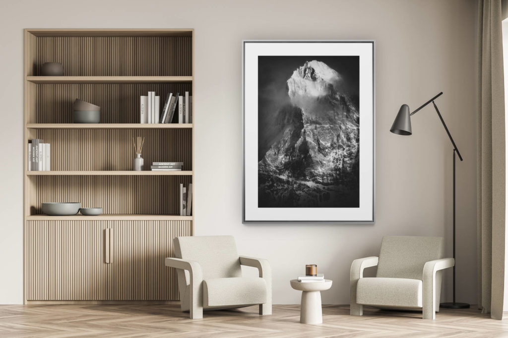 Wanddekoration Wohnzimmer - Bergfoto Schweizer Alpen schwarz-weiss - Fotos dent blanche - Chamonix-val d&#039;Hérens