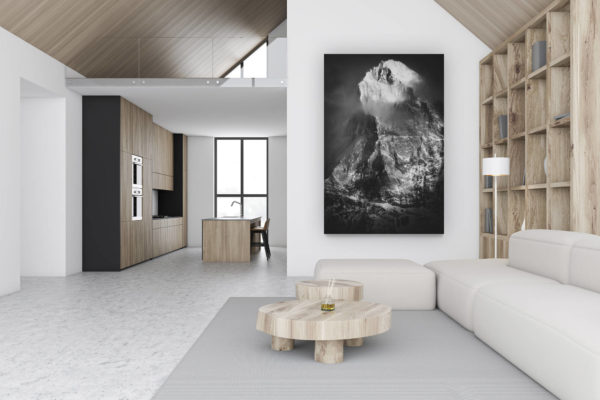 décoration chalet luxueux suisse - photo montagne grand format verticale - décoration murale design - Photos dent blanche - Chamonix-val d'Hérens