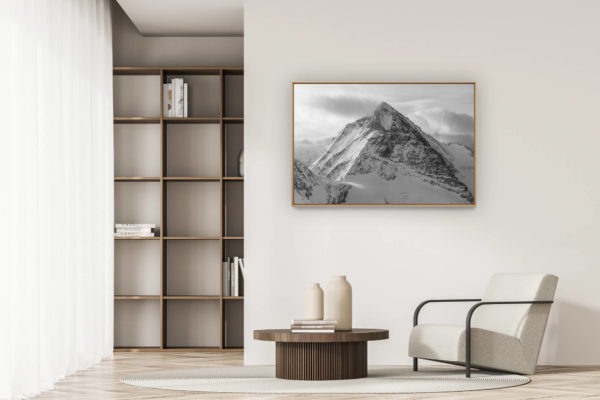 décoration appartement moderne - art déco design - Cadre photo d'un paysage de  montagne noir et blanc - Dent Blanche