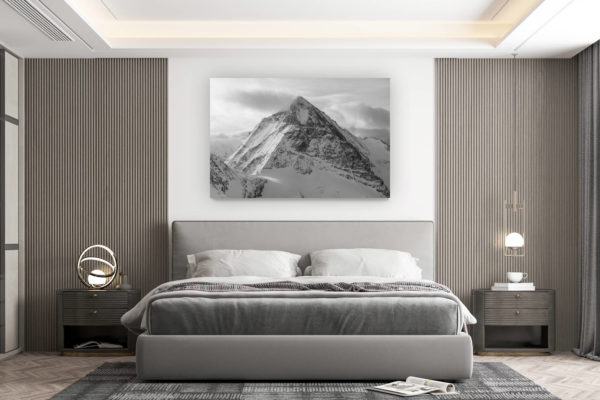 décoration murale chambre design - achat photo de montagne grand format - Cadre photo d'un paysage de  montagne noir et blanc - Dent Blanche