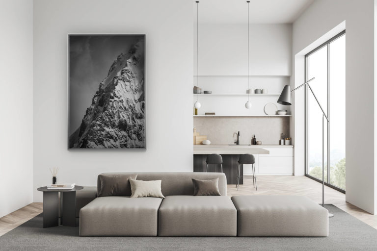 décoration salon suisse moderne - déco montagne photo grand format - La Dent blanche montagnes des Alpes Suisses- Val d'Hérens