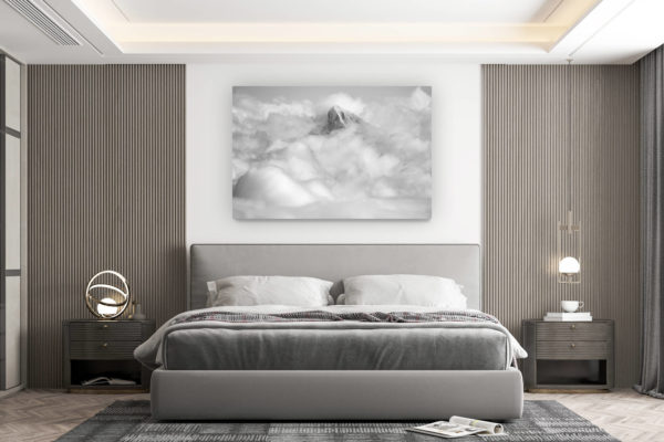 décoration murale chambre design - achat photo de montagne grand format - Les dents blanches alpes - Val d hérens - mer de nuage montagne en noir et blanc
