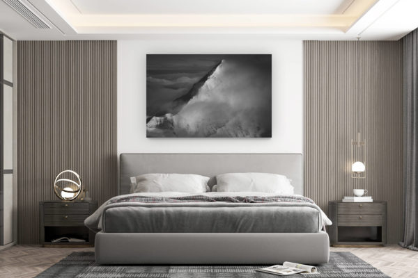 décoration murale chambre design - achat photo de montagne grand format - Photo paysage de montagne dans les nuages en noir et blanc - Dent Blanche