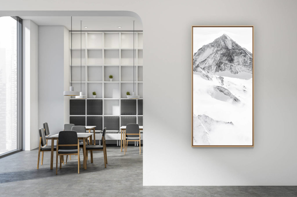 modern interior design contemporary - large vertical mountain picture - Dent Blanche Val d&#039;H&#039;érens - Black and white vertical panoramic mountain picture frame