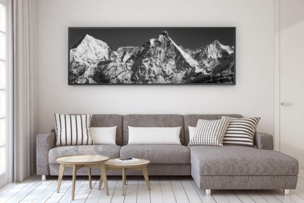 décoration murale design salon moderne - photo montagne grand format - Panoramique Mont Cervin - Photo montagne dent blanche Obergabel