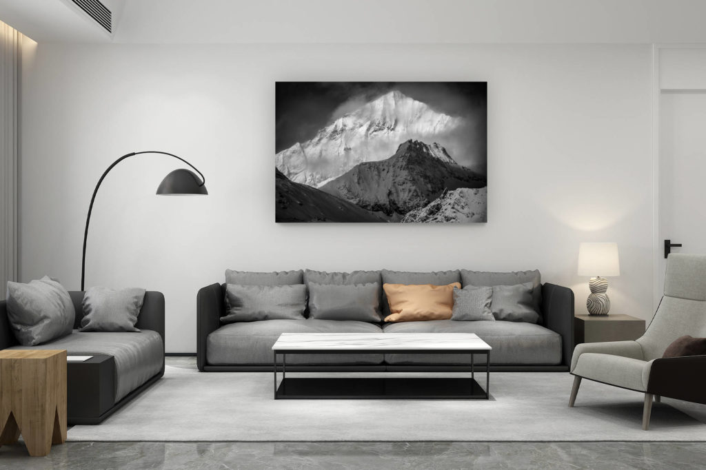 décoration salon contemporain suisse - cadeau amoureux de montagne suisse - Photo dent blanche et Pointe de Zinal vues de Zermatt- photos montagne Alpes