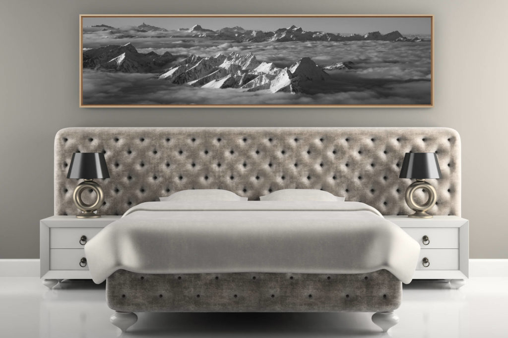 décoration murale chambre adulte luxe - photo montagne noir et blanc - Panorama noir et blanc préalpes fribourgeoises Chablais- Photo Dent de Lys