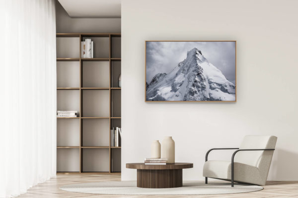 décoration appartement moderne - art déco design - Val d'hérens - Photo mont dent blanche noir et blanc