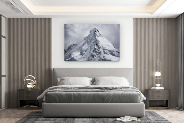 décoration murale chambre design - achat photo de montagne grand format - Val d'hérens - Photo mont dent blanche noir et blanc