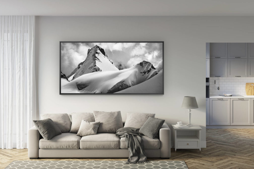 déco salon rénové - tendance photo montagne grand format - Val d hérens - Dent d'Hérens - Image montagne hiver