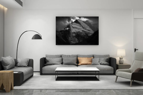 décoration salon contemporain suisse - cadeau amoureux de montagne suisse - Val d hérens - Dent d'Hérens - photo de montagne - Vue de Zermatt
