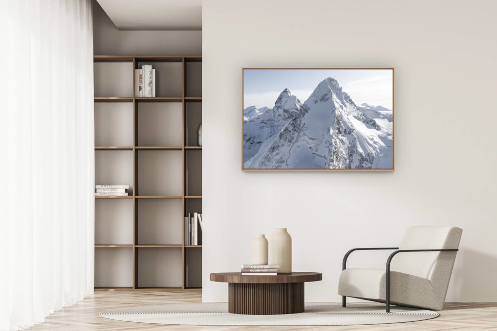 décoration appartement moderne - art déco design - Dent D'hérens Mont Cervin en noir et blanc - image des sommet des alpes suisses