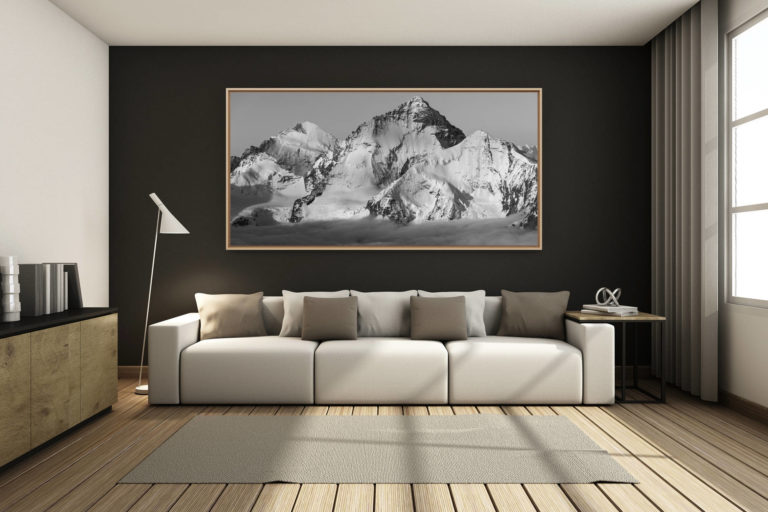 déco salon chalet rénové de montagne - photo montagne grand format -  - photo paysage montagne Val d'Anniviers - Dent d'Hérens - Dent Blanche - Grand Cornier