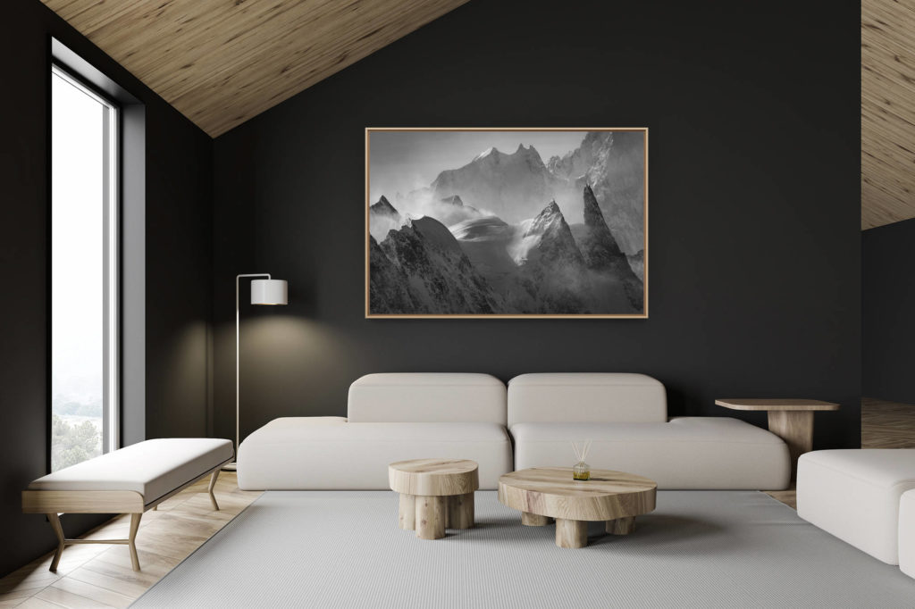 décoration chalet suisse - intérieur chalet suisse - photo montagne grand format - La dent du Géant - photos massif du mont blanc - Peuterey et Aiguille blanche de Peuterey