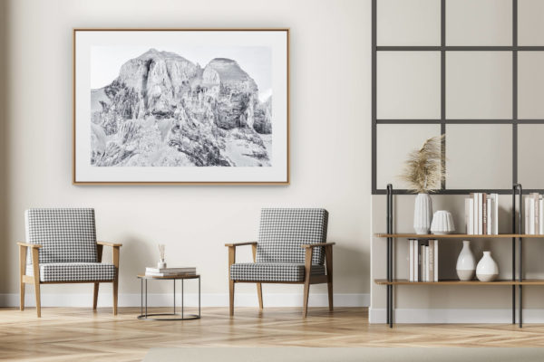 décoration intérieur moderne avec photo de montagne noir et blanc grand format - Dents du Midi - Montagne photo
