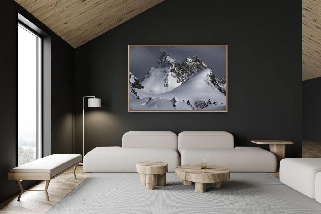 décoration chalet suisse - intérieur chalet suisse - photo montagne grand format - Dents de Bertol - image de montagne en neige et des pistes de ski d'Arolla et Crans Montana dans les Alpes Valaisannes en Suisse