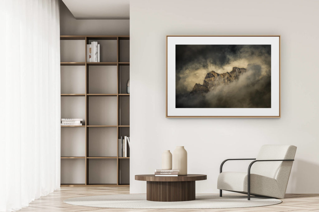déco tendance salon moderne - photo montagne noir et blanc grand format - Photo paysage de montagne Suisse - Dents de Morcles