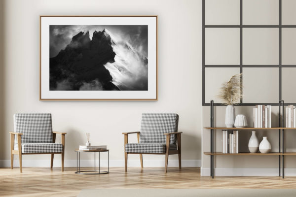 décoration intérieur moderne avec photo de montagne noir et blanc grand format - Les dents du midi - Photo dent du midi - Image de montagne