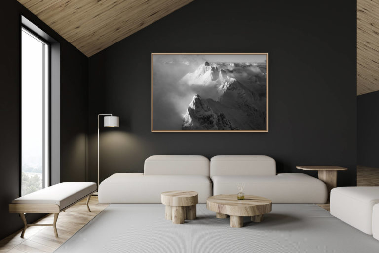 décoration chalet suisse - intérieur chalet suisse - photo montagne grand format - photo de montagne - les dents du midi - enneigée