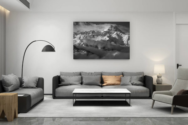 décoration salon contemporain suisse - cadeau amoureux de montagne suisse - Vue panoramique des massif montagneux des Alpes et  des dents du midi