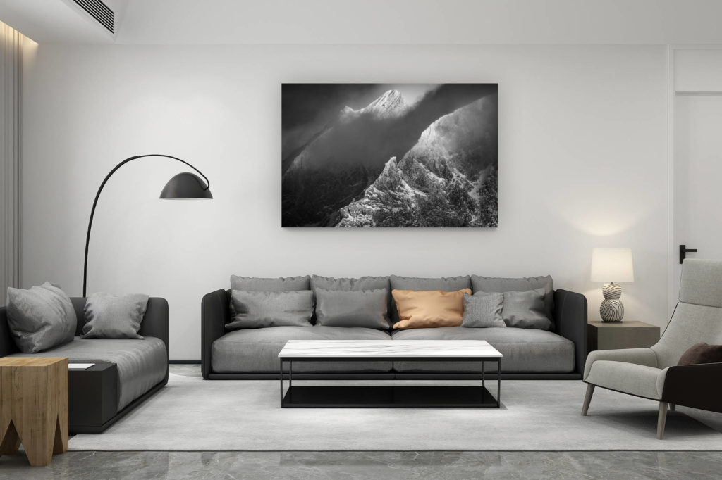 living room decoration contemporary - swiss mountain lover gift - mountain snow landscape image Zermatt - Dom