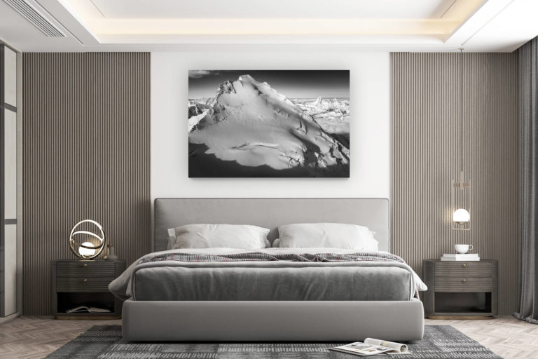 décoration murale chambre design - achat photo de montagne grand format - photo glacier montagne noir et blanc - photo du cervin - photo du dom sommet le plus haut suisse - montagne et neige