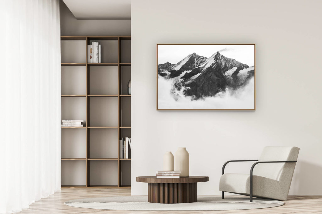 décoration appartement moderne - art déco design - Vallée Zermatt - image montagne Alpes- Dom - Taschhorn dans une mer de nuage