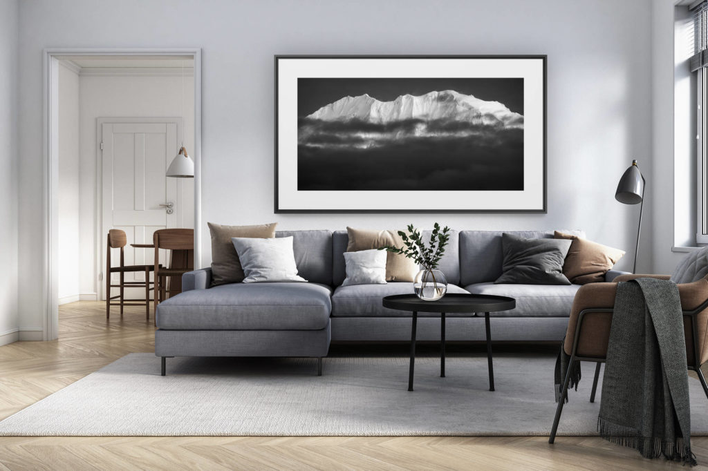 décoration intérieur salon rénové suisse - photo alpes panoramique grand format - Massifs des Alpes - photos massif du mont blanc - Domes de Miages