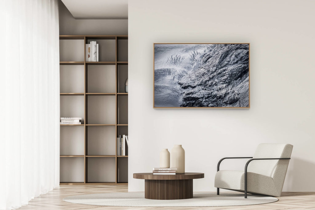 décoration appartement moderne - art déco design - Photo glacier alpes - image de montagne noir et blanc