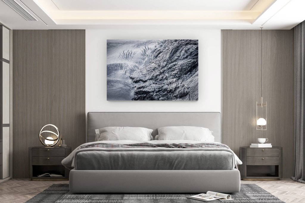 décoration murale chambre design - achat photo de montagne grand format - Photo glacier alpes - image de montagne noir et blanc