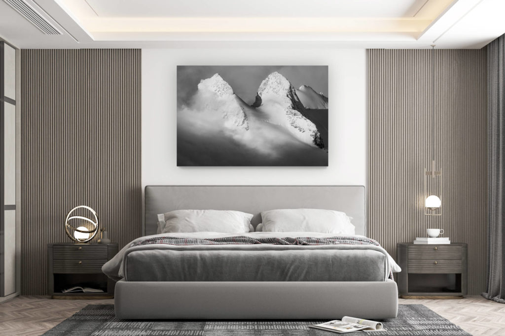 décoration murale chambre design - achat photo de montagne grand format - L'Engadine photo - image montagne Davos en noir et blanc - Dschimels - I Gemelli