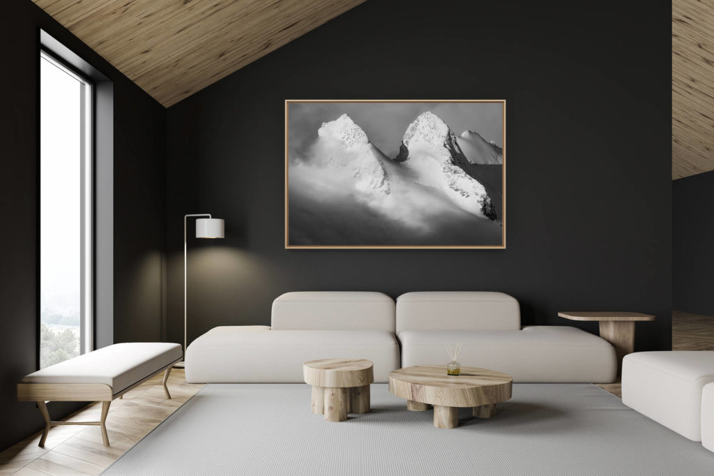 décoration chalet suisse - intérieur chalet suisse - photo montagne grand format - L'Engadine photo - image montagne Davos en noir et blanc - Dschimels - I Gemelli