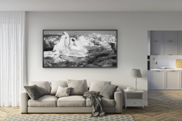 déco salon rénové - tendance photo montagne grand format - Panoramic mont blanc - tableau photo d'un paysage de montagne du Cervin au Mont-Blanc