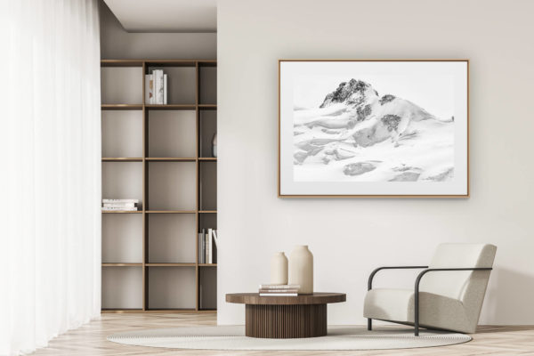 déco tendance salon moderne - photo montagne noir et blanc grand format - Image de montagne Zermatt - Dufourspitze