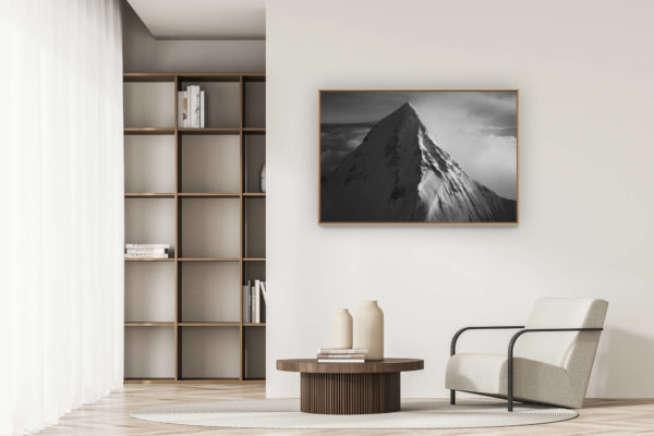 modern apartment decoration - art deco design - Eiger north face - Black and white mountain image of the North Faceeiger
