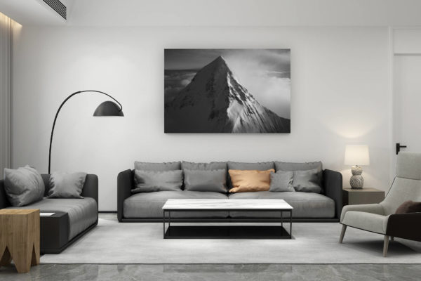 décoration salon contemporain suisse - cadeau amoureux de montagne suisse - Eiger face nord - Image montagne noir et blanc de la Face nord de l'eiger