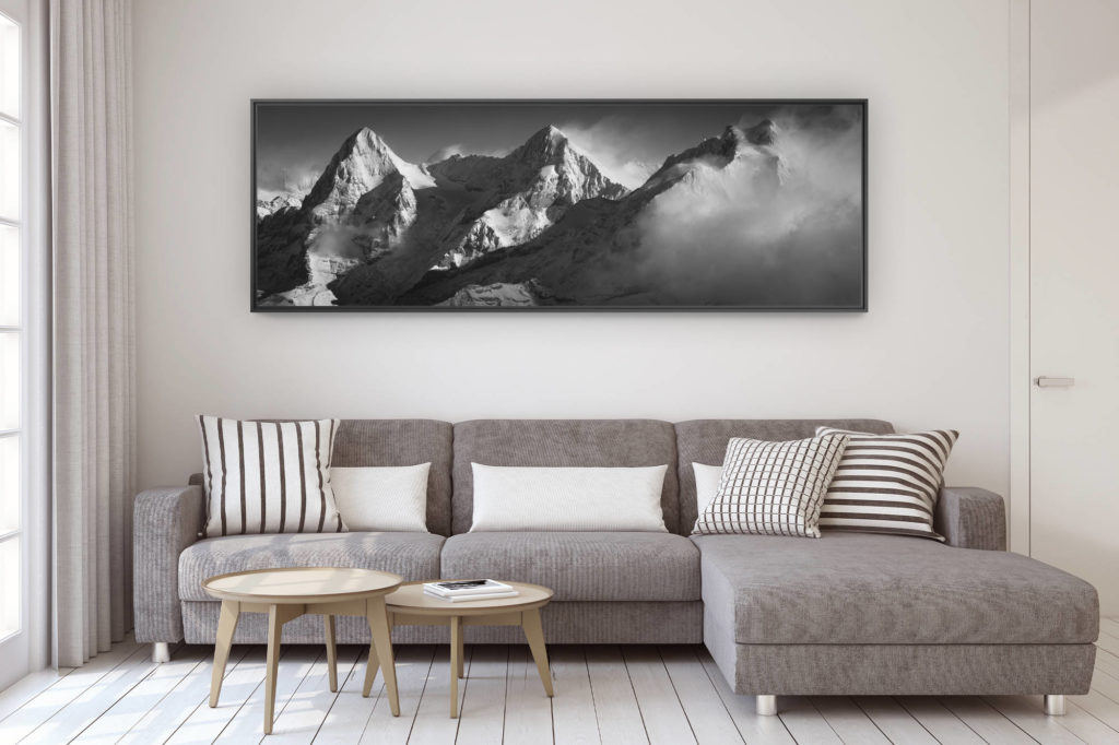 décoration murale design salon moderne - photo montagne grand format - Panorama montagne eiger monch jungfrau - Photo panoramique montagne suisse - grindelwald