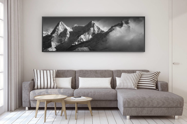 décoration murale design salon moderne - photo montagne grand format - Panorama montagne eiger monch jungfrau - Photo panoramique montagne suisse - grindelwald