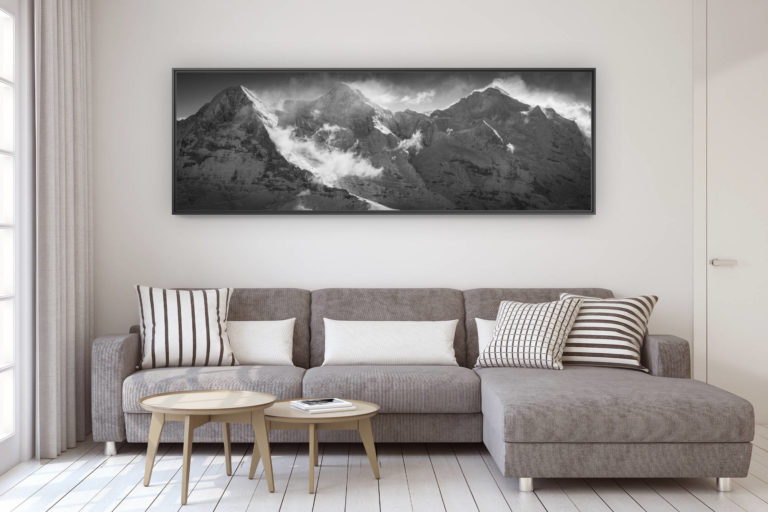décoration murale design salon moderne - photo montagne grand format - Eiger Monch Jungfau panorama - Alpes suisses sommets - Photos de montagne grindelwald