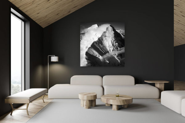 architecte intérieur rénovation chalet suisse - photo montagne grand format - Photo Eiger Mittellegi montagne noir et blanc hiver