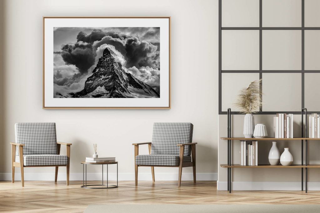 décoration intérieur moderne avec photo de montagne noir et blanc grand format - Montagne photo - Zermatt - Matterhorn