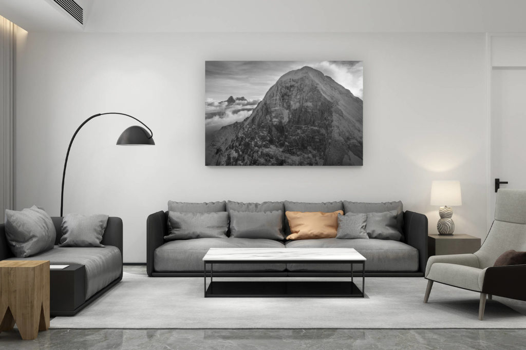 zeitgenössische Wohnzimmerdekoration aus der Schweiz - Geschenk für Schweizer Bergfreunde - Foto eiger nordwand