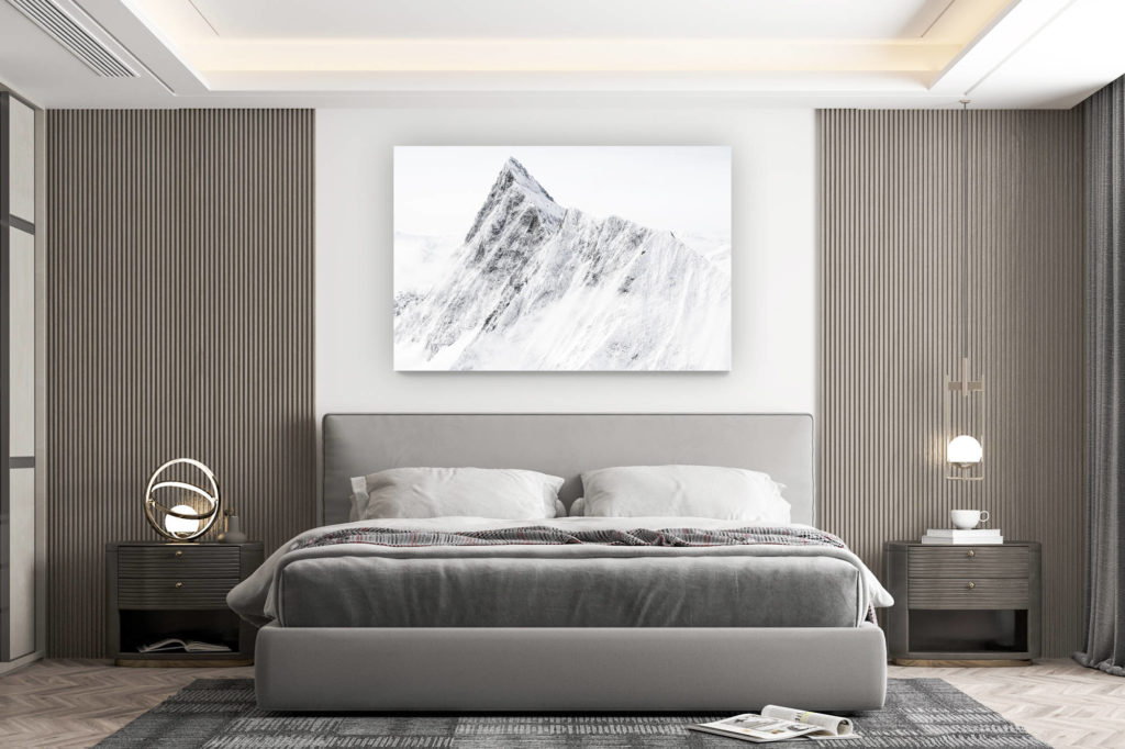 décoration murale chambre design - achat photo de montagne grand format - Sommet des Alpes Bernoises et de la roche en montagne sous la neige - Finsteraarhorn