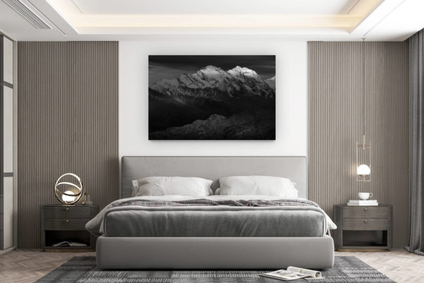 décoration murale chambre design - achat photo de montagne grand format - Photo vallée de Saas-Fee - Image montagne Valais Suisse Alpes - Fletschhorn - Lagginhorn